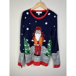 Men's Jolly Sweaters Hunting Santa "UGLY" Christmas Sweater Acrylic Size Large